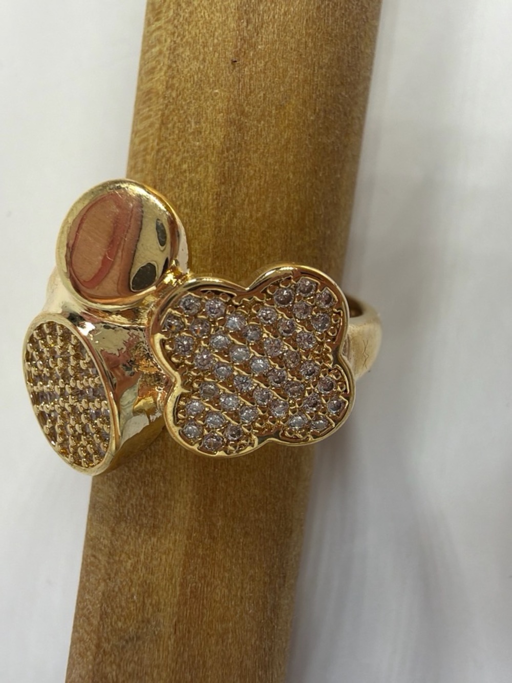 Stainless steel Gold Plated Floral Cluster Ring - Gold